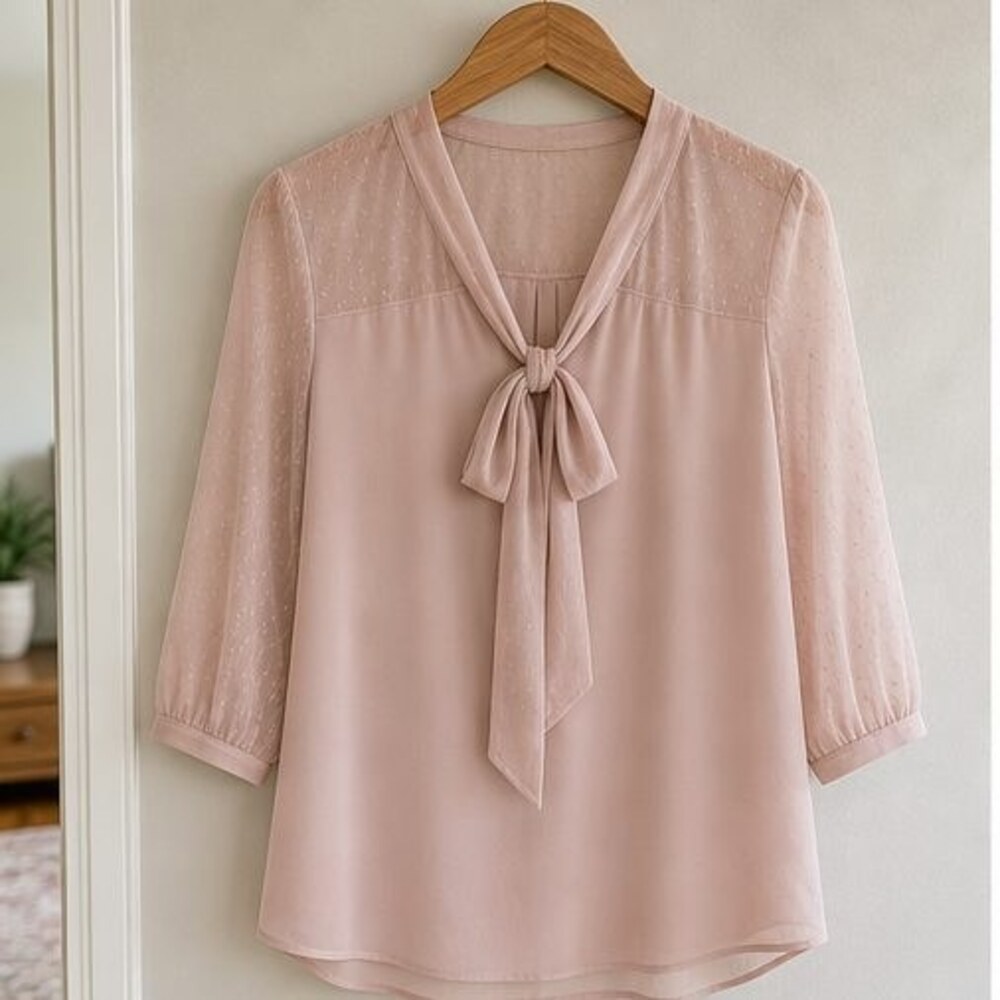 Blush Tie Neck Blouse
